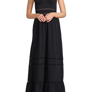 Lands' End Black Pleated Midi Sundress